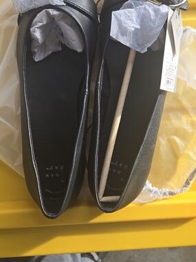 a new day Black Pointed Toe Flats with Gold Buckle